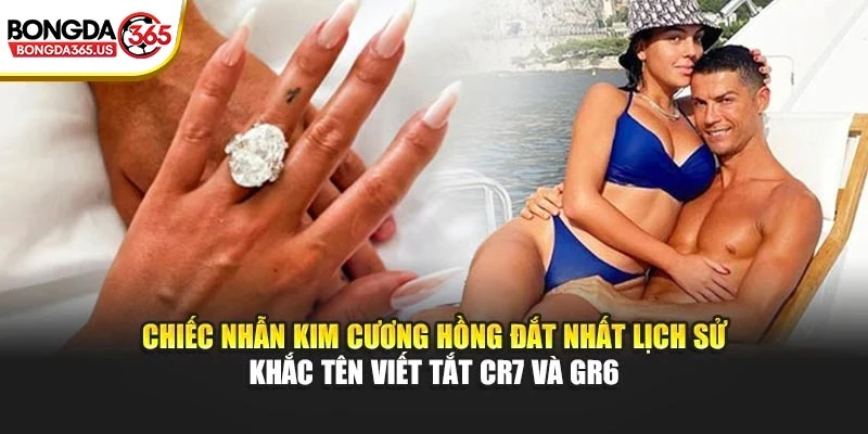 Chiếc nhẫn kim cương hồng đắt nhất lịch sử khắc tên viết tắt CR7 và GR6